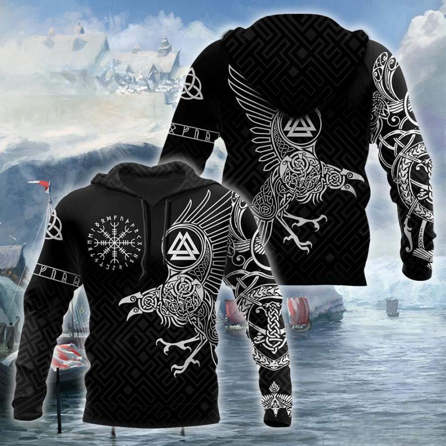 Viking Clothing The Raven Of Odin Tattoo Special Hoodie RLT12