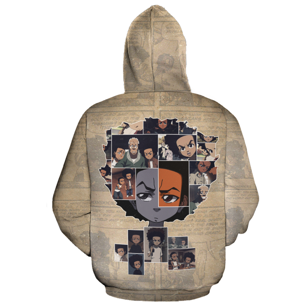 African Hoodie 90s Huey Freeman Zip Hoodie