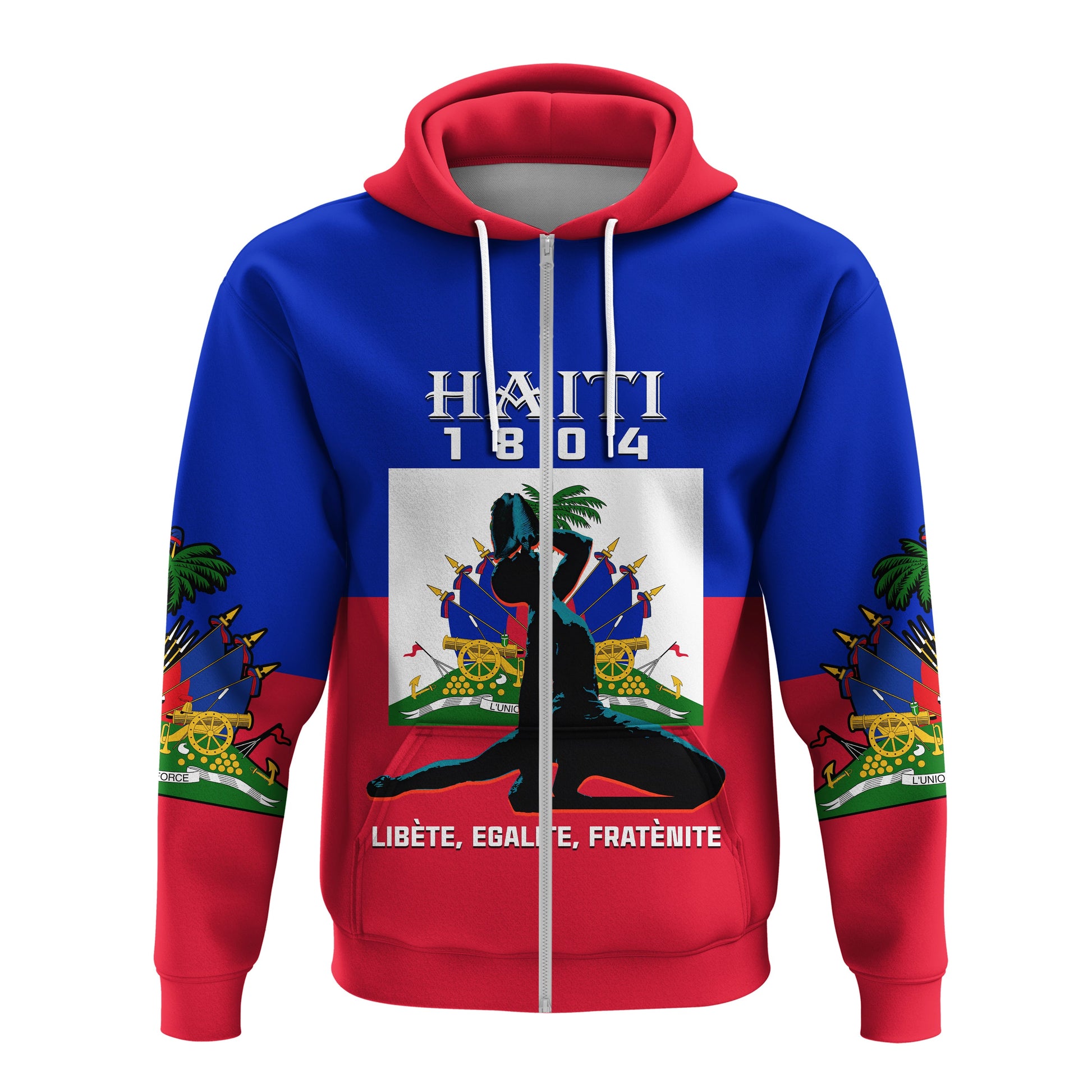 Custom Haiti Hoodie Negre Marron With Haitian Flag LT14