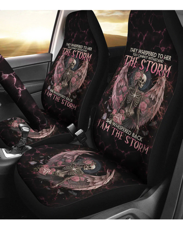 They whispered To Her Skeleton Roses Car Seat Cover