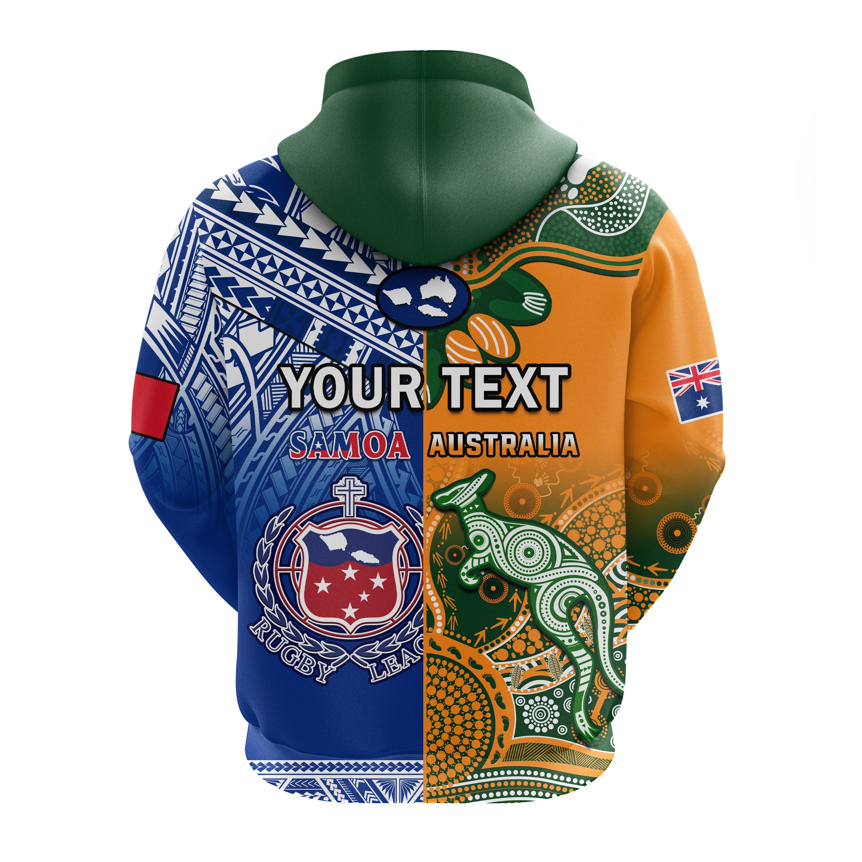Custom Australia Wallabies And Toa Samoa Rugby Hoodie Aboriginal Mix Polynesian LT14