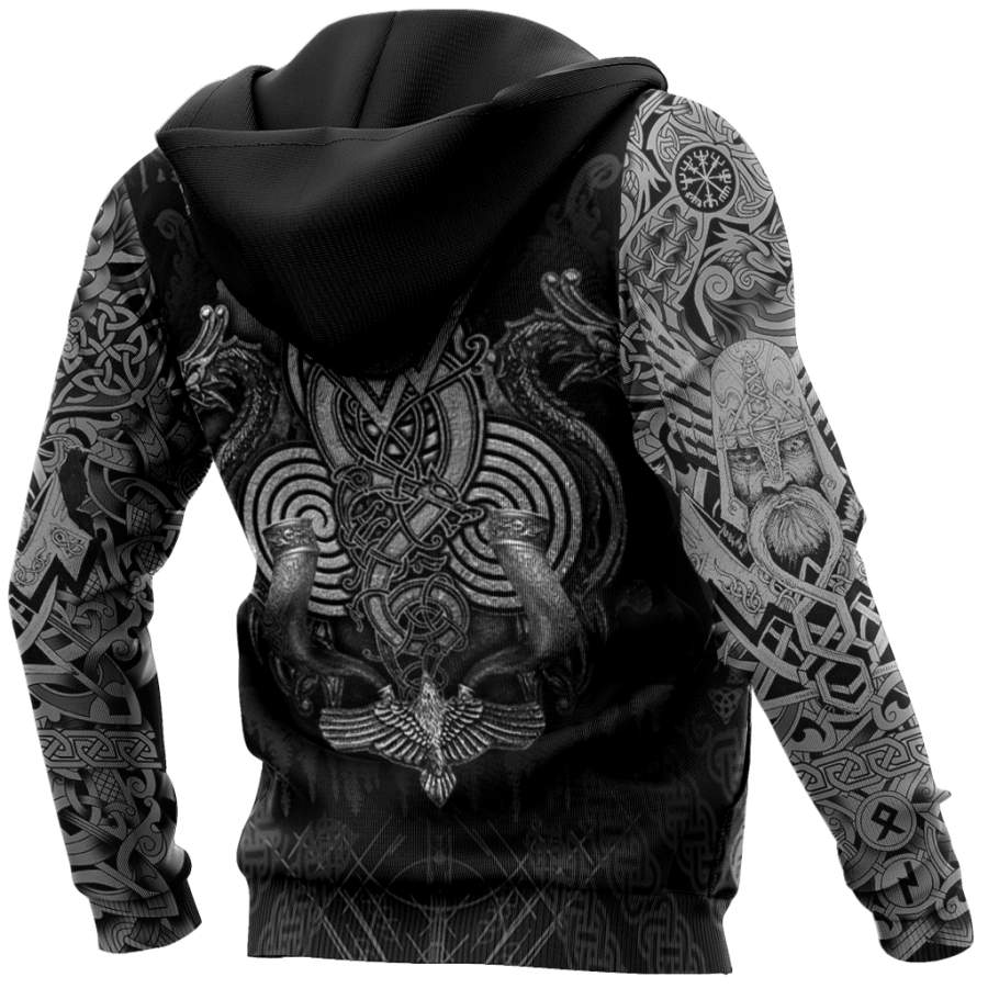 Viking Clothing Viking Huginn, Valknut Tattoo Hoodie RLT12