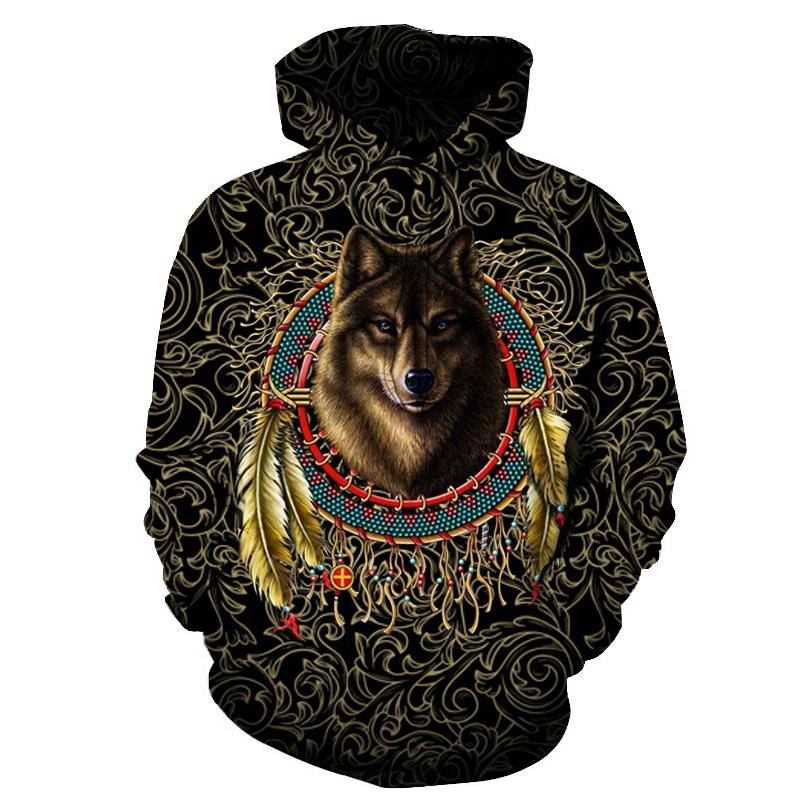 Wolf Warrior Dreamcatcher Native American Pullover Hoodie LT10