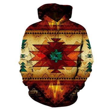 Southwest Symbol Brown Native American Pullover Hoodie LT10