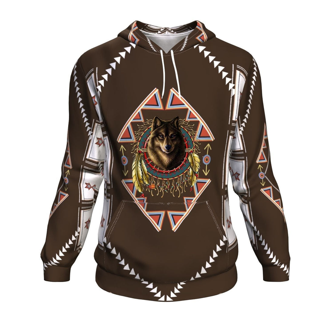 Wolf Dreamcatcher Brown Native American Pride All Over Hoodie LT10