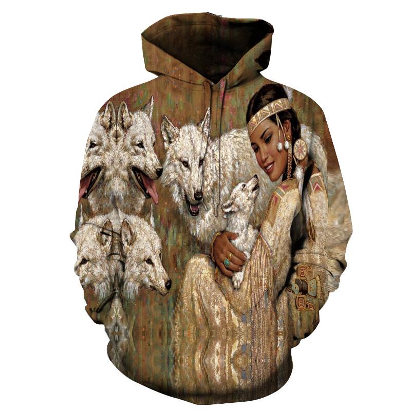 The Wolf White Women Native American All Over Hoodie LT10