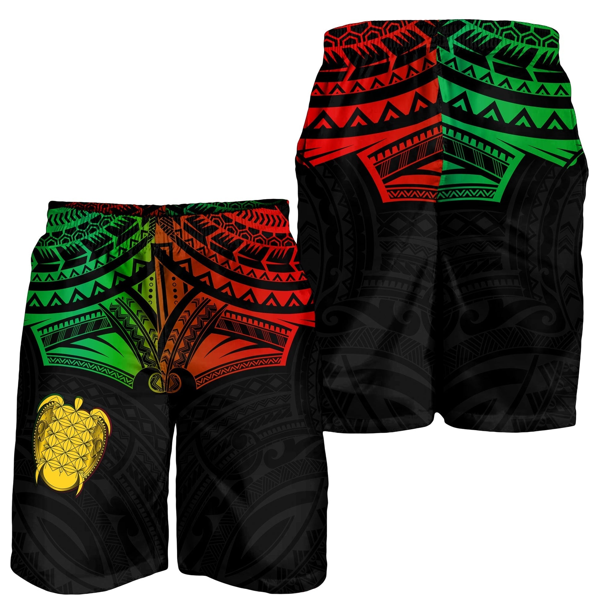 Vanuatu Heart Polynesian Men Shorts Turtle Sand Drawings LT13