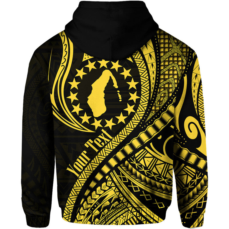 Custom Personalised Aitutaki Cook Islands Hoodie Gold Polynesian Wave Style LT9