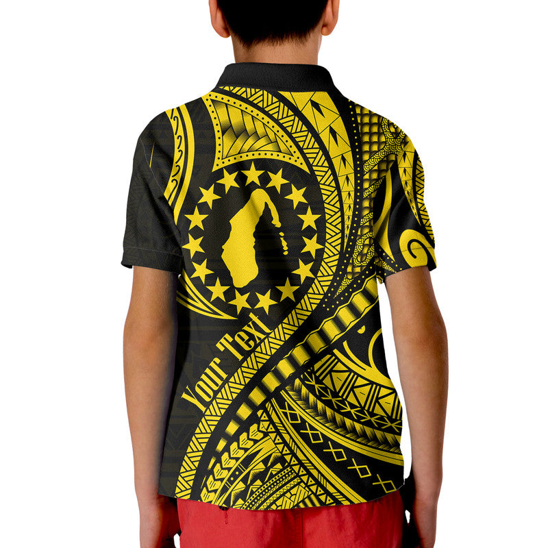 Custom Aitutaki Cook Islands Polo Shirt Gold Polynesian Wave Style LT9