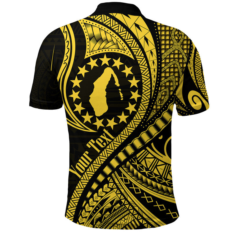 Custom Aitutaki Cook Islands Polo Shirt Gold Polynesian Wave Style LT9