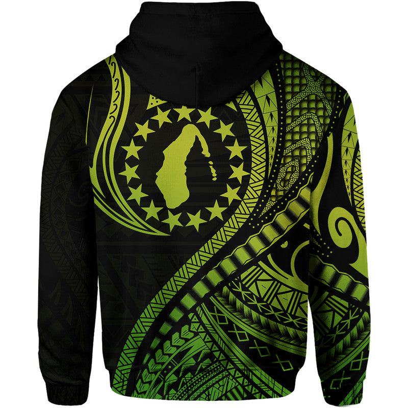 Aitutaki Cook Islands Hoodie Green Polynesian Wave Style LT9