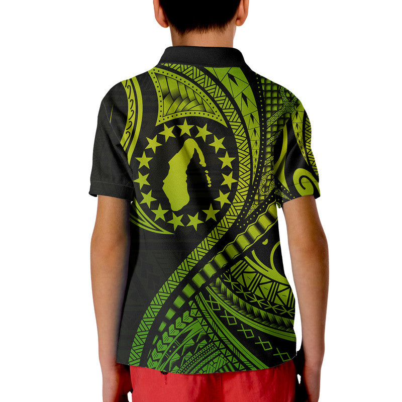 Aitutaki Cook Islands Polo Shirt Green Polynesian Wave Style LT9