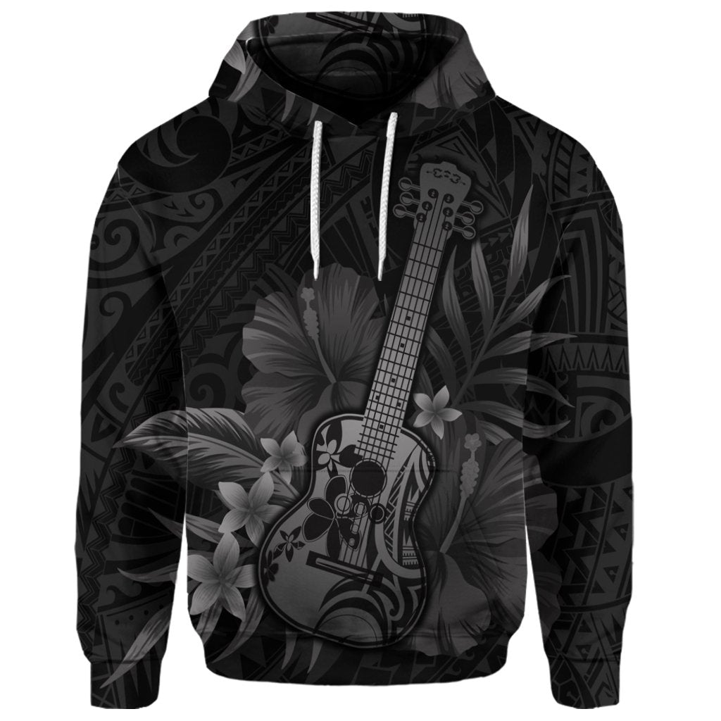 Custom Hawaiian Hawaii Ukulele Flower Hoodie Gray