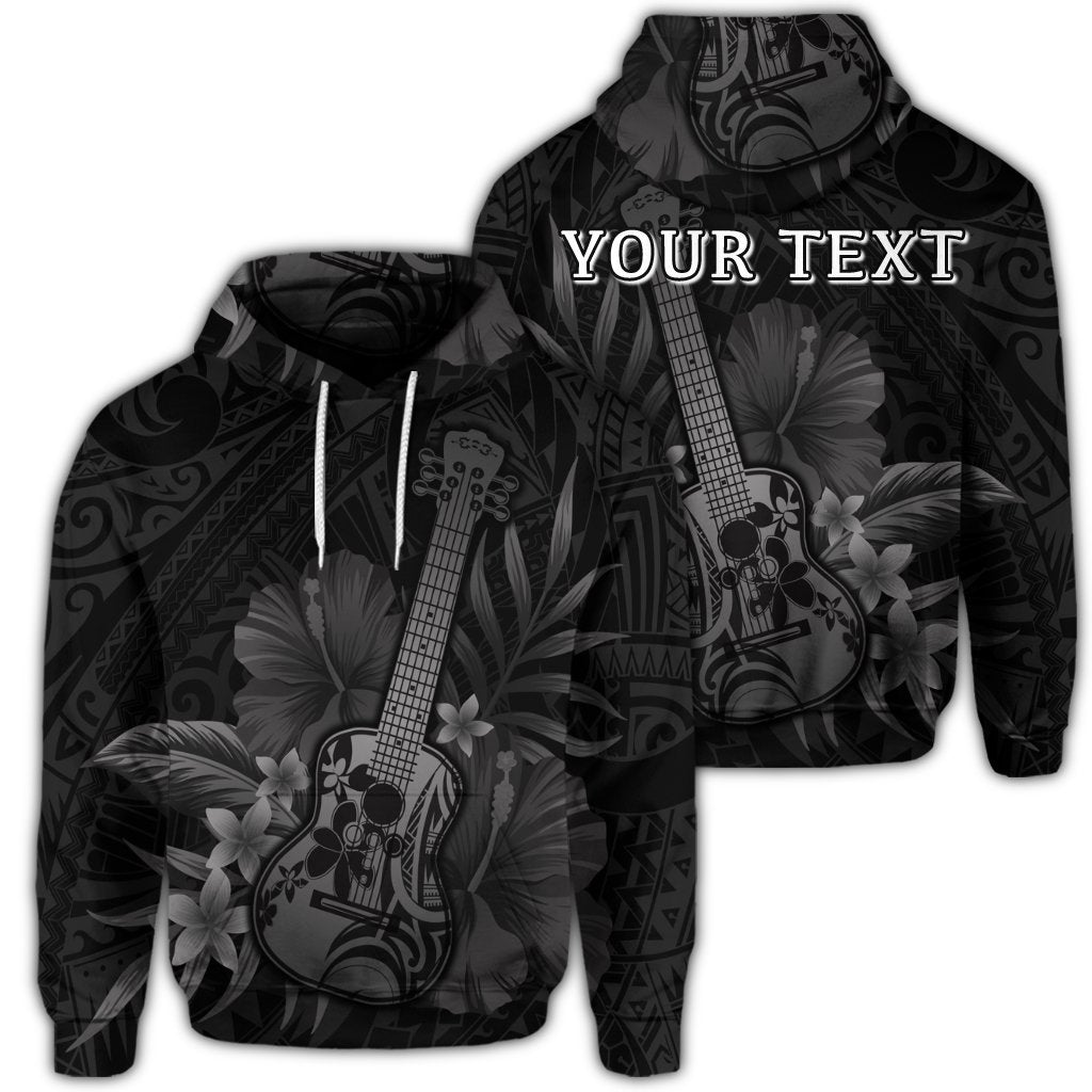 Custom Hawaiian Hawaii Ukulele Flower Hoodie Gray