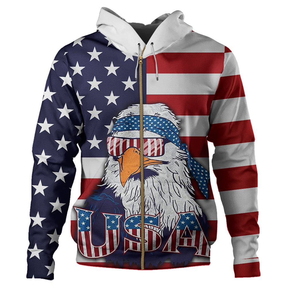 American Flag Eagle Style Zip Hoodie RLT12