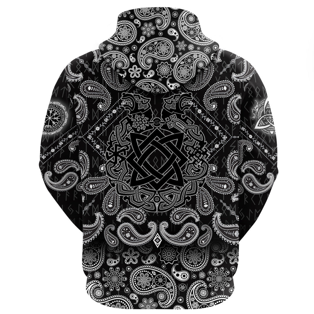 Viking Hoodie Ancient Slavic Ornament Symbols Of Slavic Gods with Bandana Paisley Style RLT12