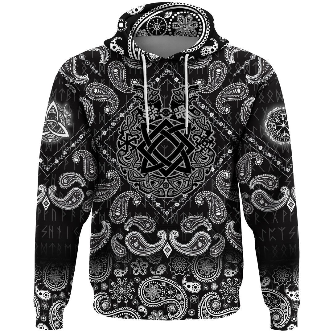 Viking Hoodie Ancient Slavic Ornament Symbols Of Slavic Gods with Bandana Paisley Style RLT12