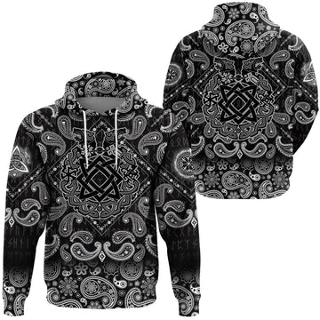 Viking Hoodie Ancient Slavic Ornament Symbols Of Slavic Gods with Bandana Paisley Style RLT12