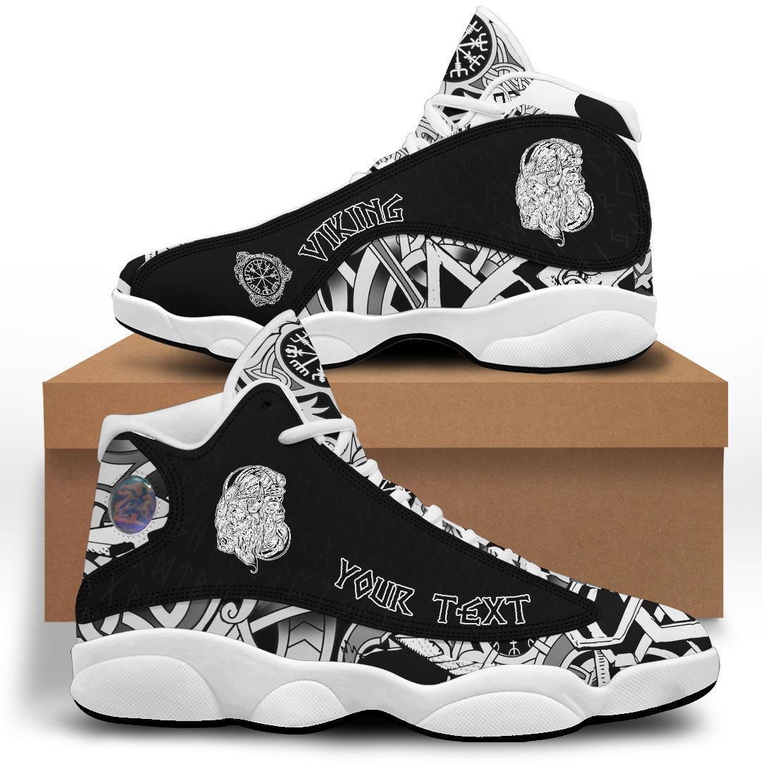 (Custom) Viking - Bison Tattoo Sketch Art Sneakers J13 RLT12