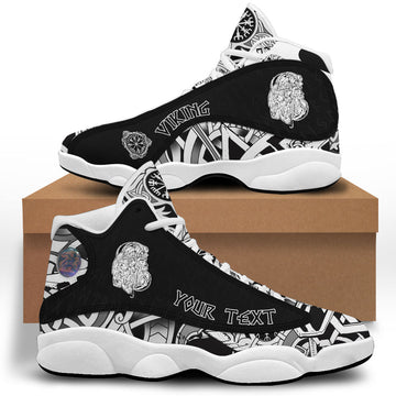 (Custom) Viking - Bison Tattoo Sketch Art Sneakers J13 RLT12