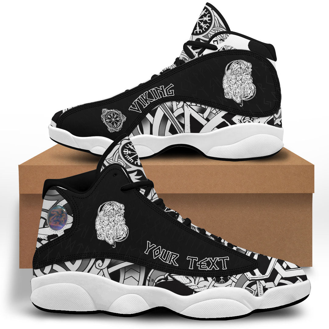 (Custom) Viking - Bison Tattoo Sketch Art Sneakers J13 RLT12