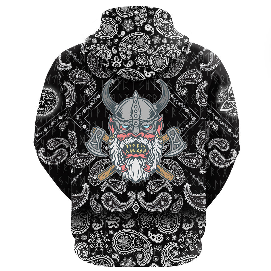 Viking Hoodie Angry Old with Bandana Paisley Style RLT12