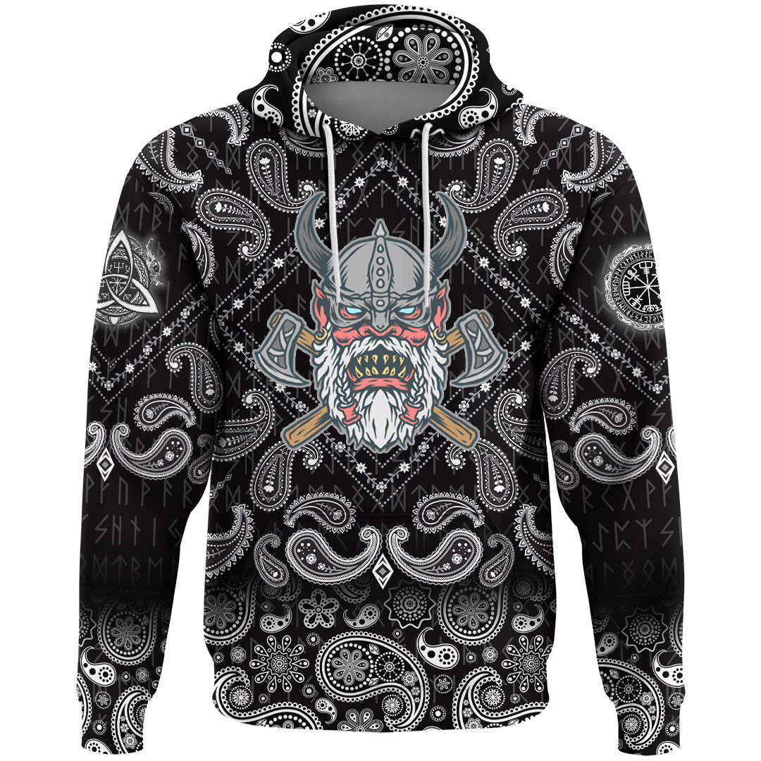 Viking Hoodie Angry Old with Bandana Paisley Style RLT12
