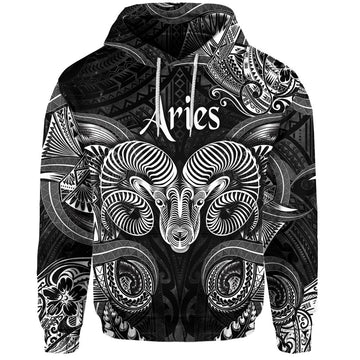 Aries Zodiac Polynesian Hoodie Unique Style Black LT8