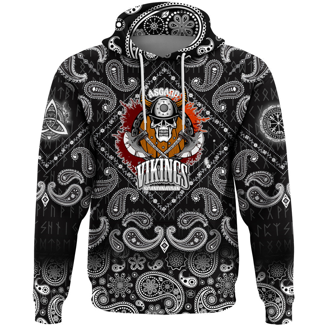 Viking Hoodie Asgard Vikings with Bandana Paisley Style RLT12