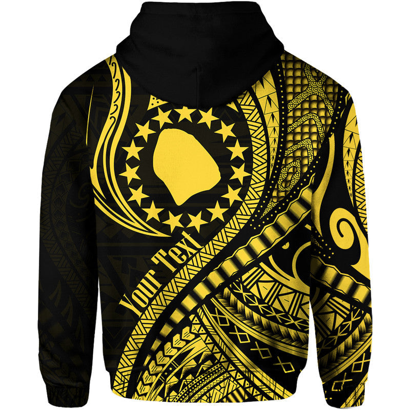 Custom Personalised Atiu Cook Islands Hoodie Gold Polynesian Wave Style LT9