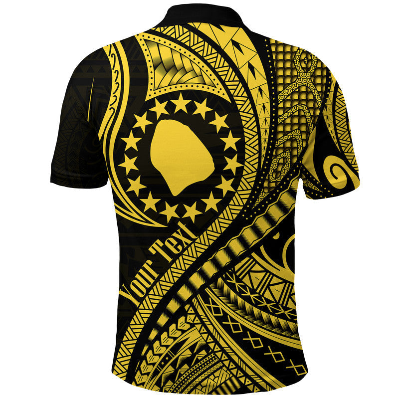 Custom Atiu Cook Islands Polo Shirt Gold Polynesian Wave Style LT9