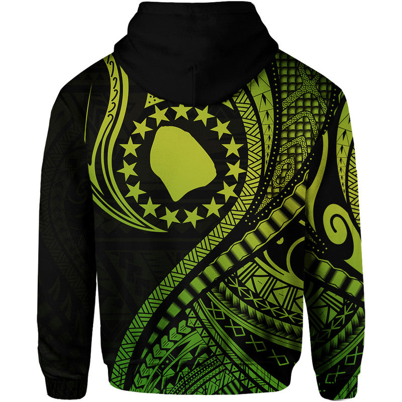 Atiu Cook Islands Hoodie Green Polynesian Wave Style LT9