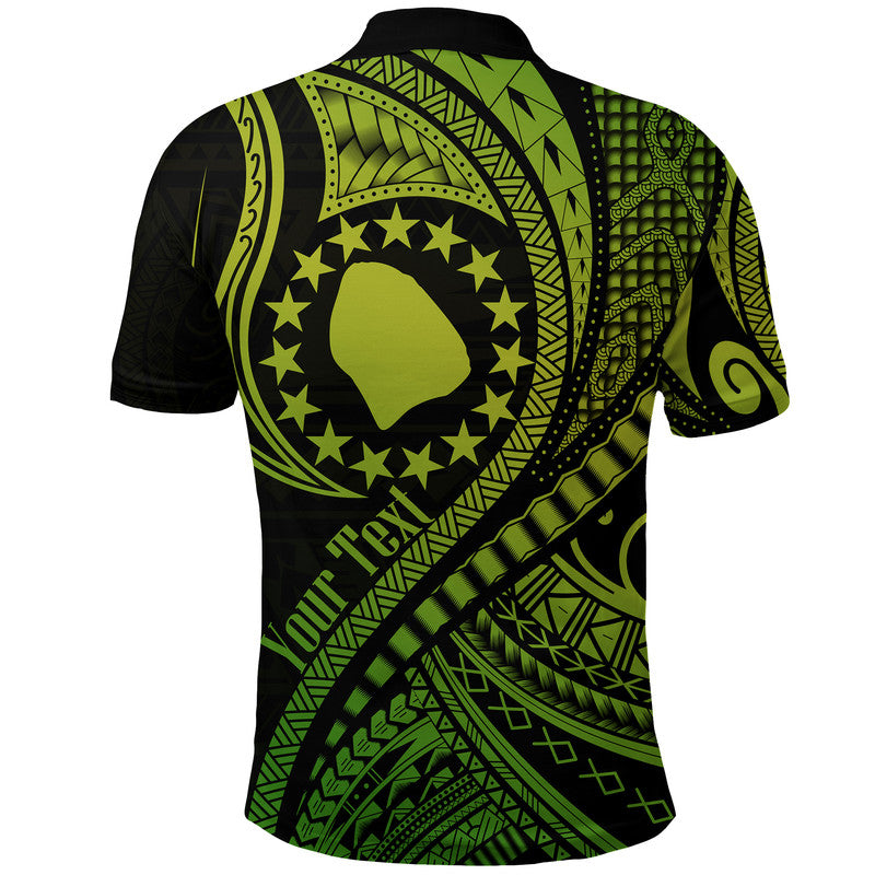 Custom Atiu Cook Islands Polo Shirt Green Polynesian Wave Style LT9