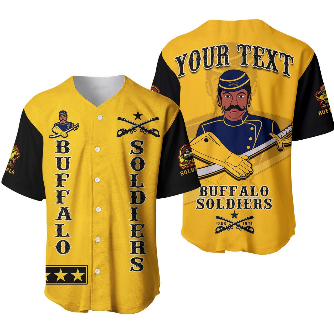 Personalized Buffalo Soldiers Baseball Jersey Motorcycle BSMC Club Ver.01