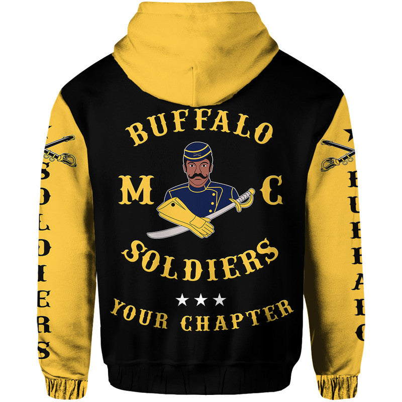 Custom Buffalo Soldiers Motorcycle Club Hoodie BSMC Original Style Black Gold LT8