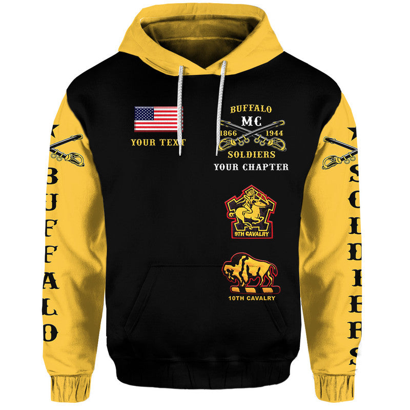 Custom Buffalo Soldiers Motorcycle Club Hoodie BSMC Original Style Black Gold LT8