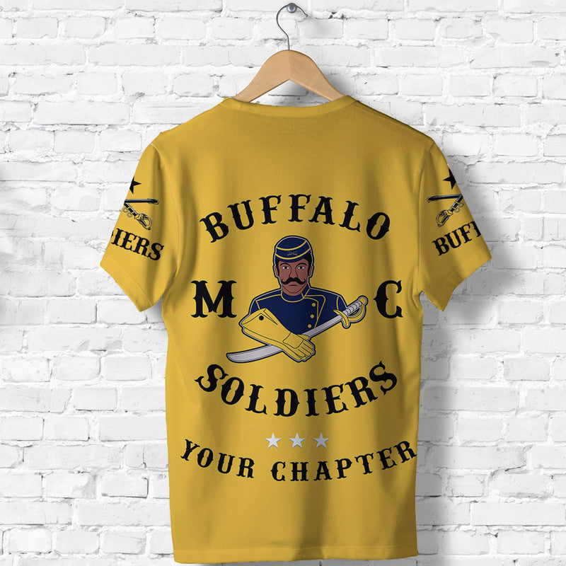 Custom Buffalo Soldiers Motorcycle Club BSMC T Shirt Original Style Gold