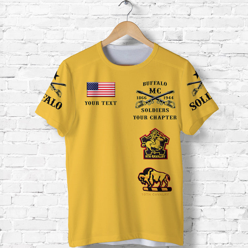 Custom Buffalo Soldiers Motorcycle Club BSMC T Shirt Original Style Gold