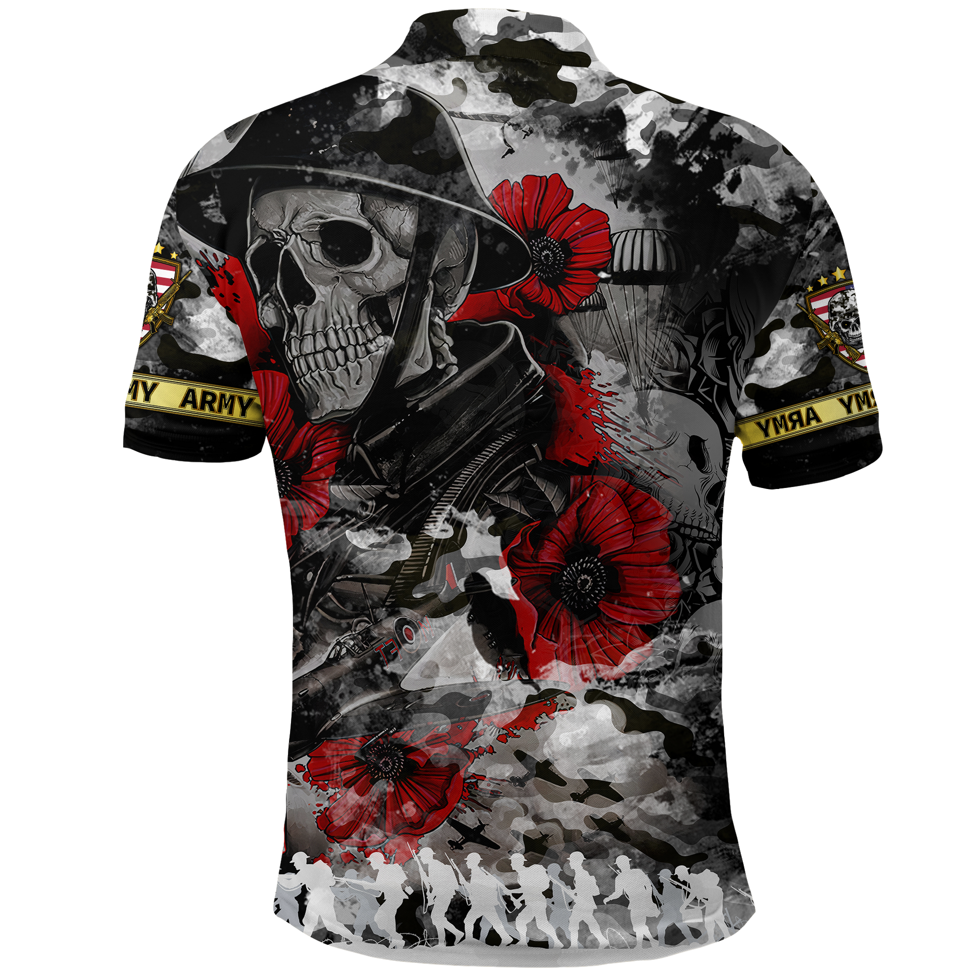 Skull Camo U.S Army Undying Love For The Motherland Polo Shirt LT2