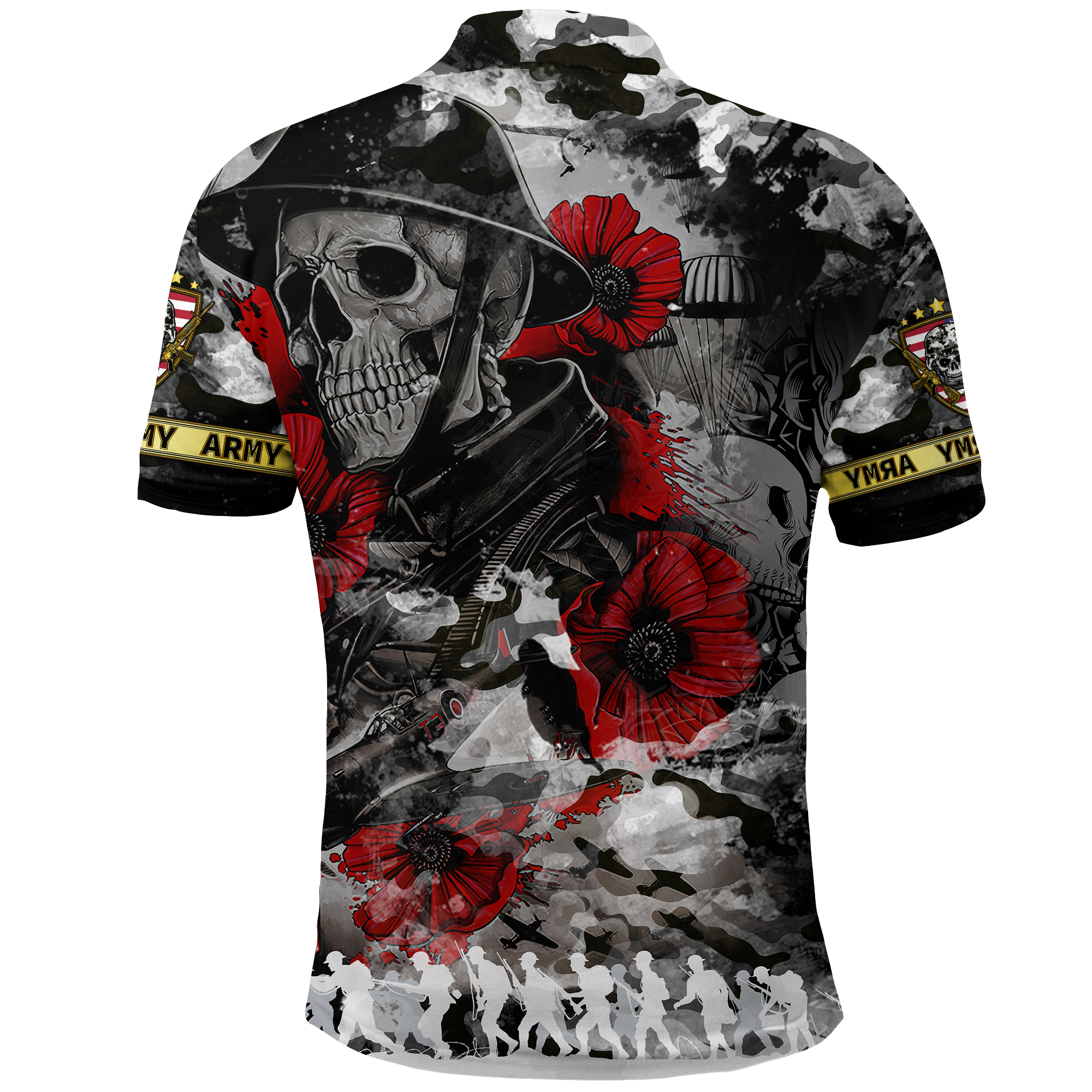 Skull Camo U.S Army Undying Love For The Motherland Polo Shirt LT2