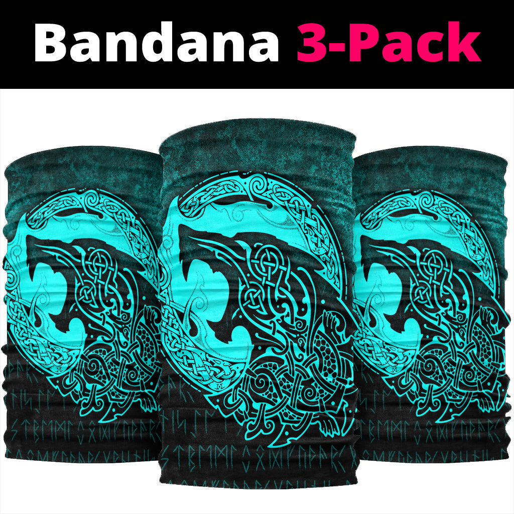 Viking Bandana Fenrir Viking 3D Tattoo Cyan Version Bandana RLT12