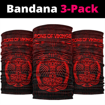 Viking Bandana Vikings Ravens Mjolnir Red Version Bandana RLT12