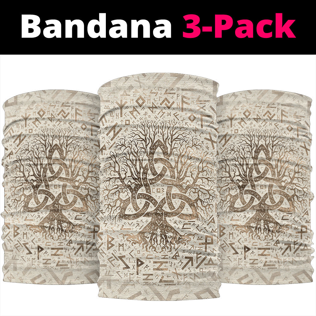 Viking Bandana Tree Of Life with Triquetra and Futhark Pastel Gold Bandana RLT12
