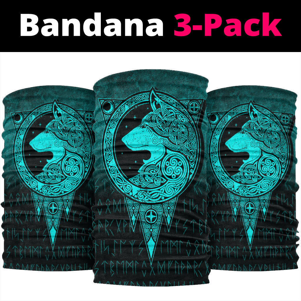 Viking Bandana Viking Norse Wolf Cyan Version Bandana RLT12