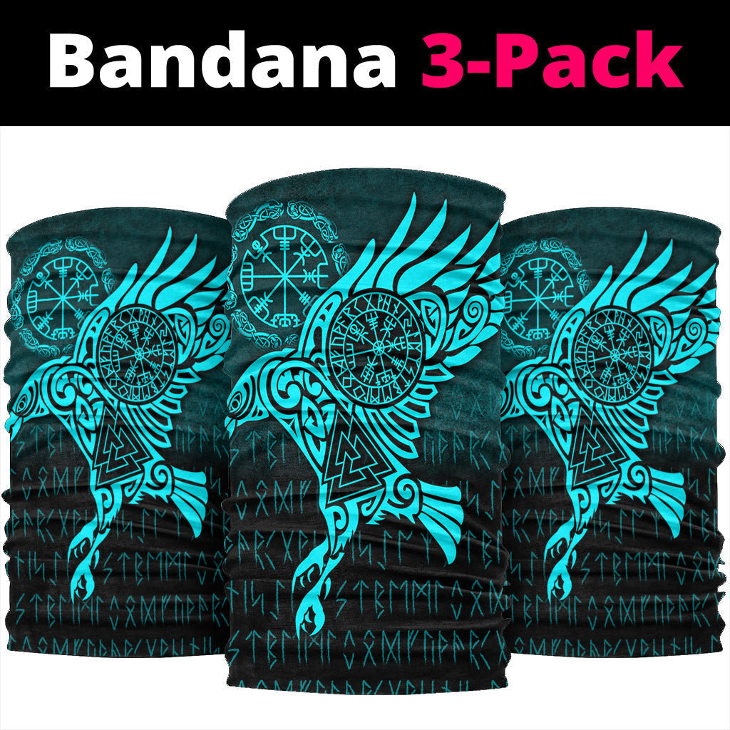 Viking Bandana Raven Vegvisir Tattoo Cyan Version Bandana RLT12