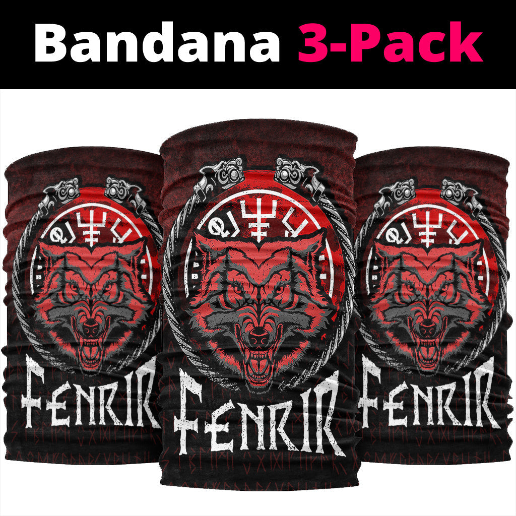 Wonder Print Neck Gaiter- Fenrir Wolf Runes Norse Vikings Neck Gaiter