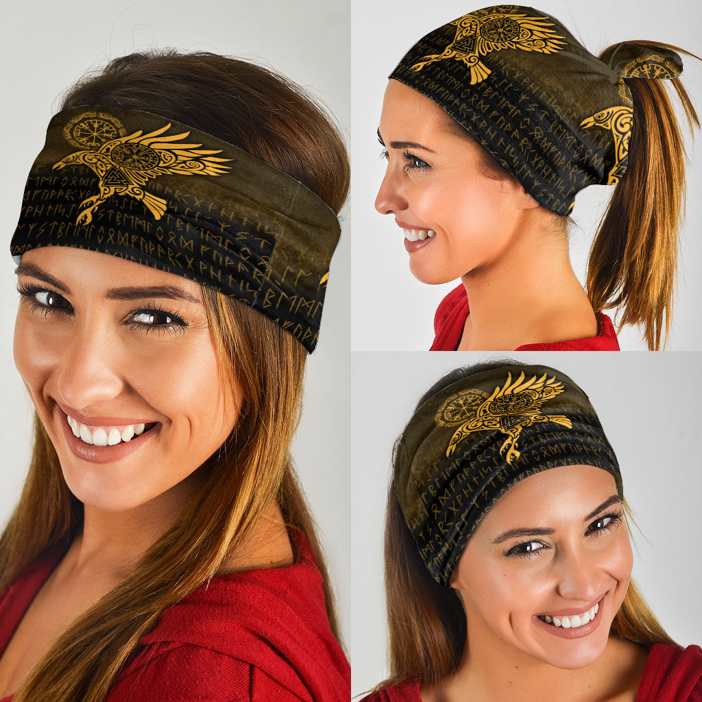Viking Bandana Raven Vegvisir Tattoo Gold Version Bandana RLT12
