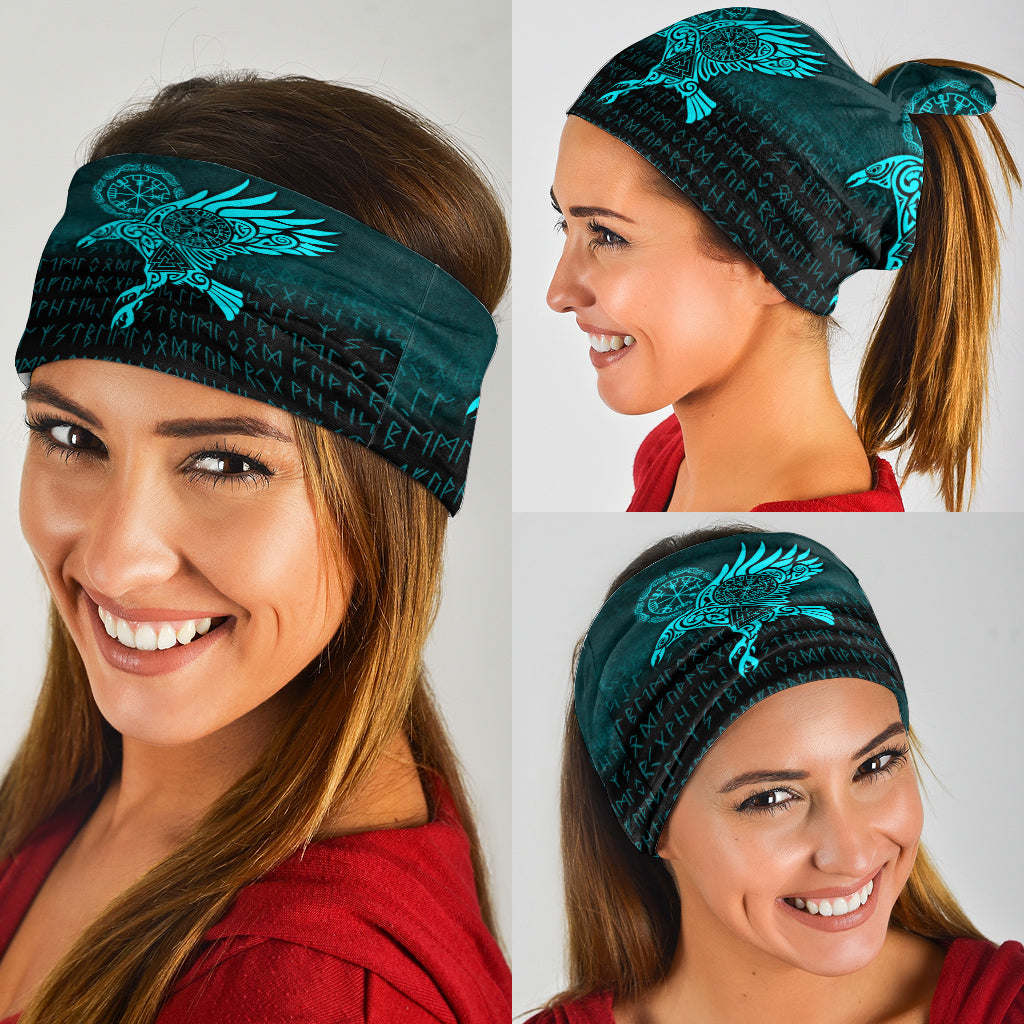 Viking Bandana Raven Vegvisir Tattoo Cyan Version Bandana RLT12