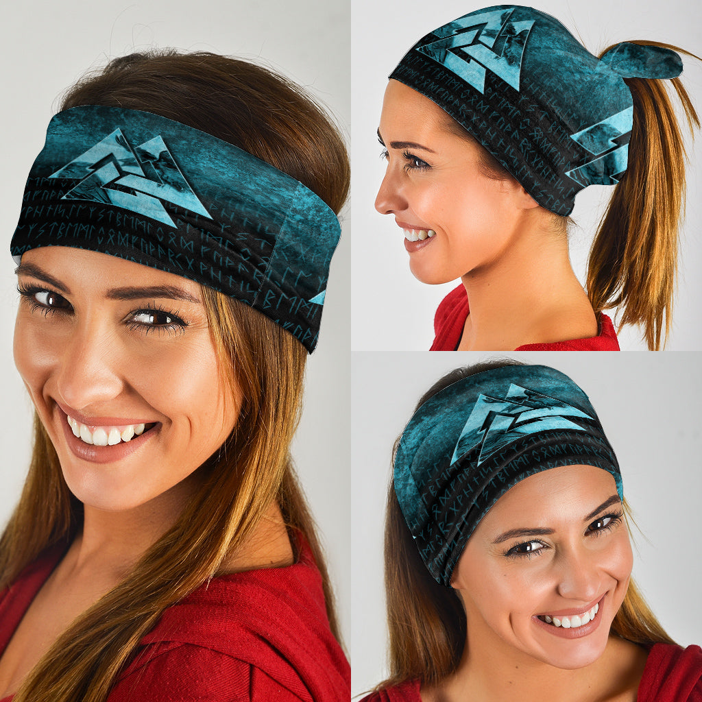 Viking Bandana Huginn Muninn Ravens from Odin Viking Cyan Version Bandana RLT12
