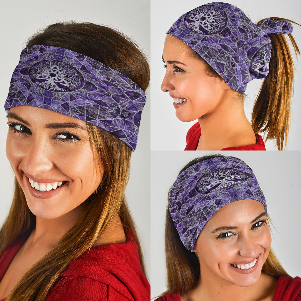 Viking Bandana Tree Of Life with Triquetra Amethyst and Silver Bandana RLT12